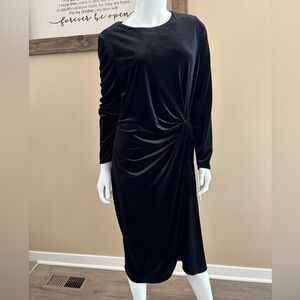 NWT ANTONIO MELANI Black Velvet Long Sleeve Dress